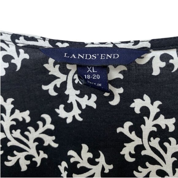 LANDS END Tunic Top XL Womens Beach Coverup Cotton Black White Cotton - Picture 8 of 11